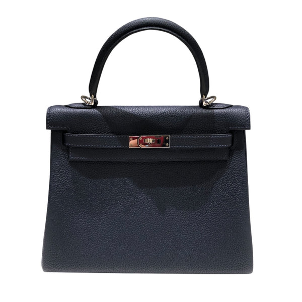 エルメス HERMES ケリー25　内縫い Y刻 ブルーニュイ　シルバー金具 トゴ レディース ハンドバッグ