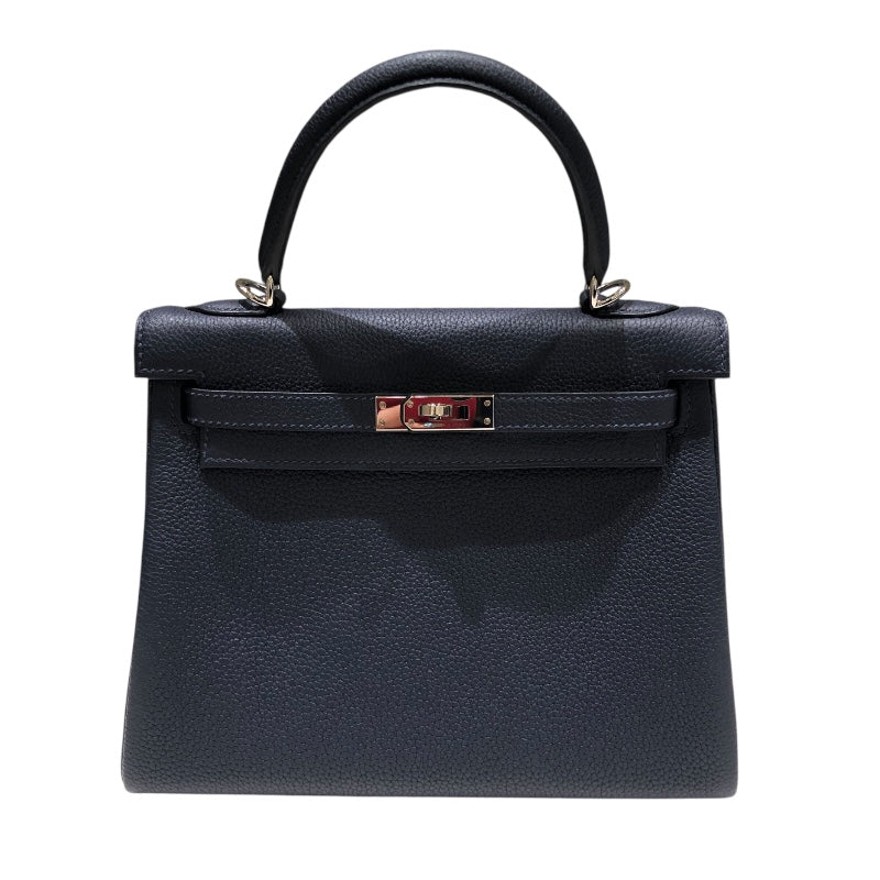 エルメス HERMES ケリー25　内縫い Y刻 ブルーニュイ　シルバー金具 トゴ レディース ハンドバッグ