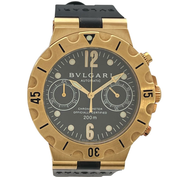 ブルガリ BVLGARI ディアゴノ スクーバ SCB38G ブラック K18YG/ラバーベルト 自動巻き メンズ 腕時計