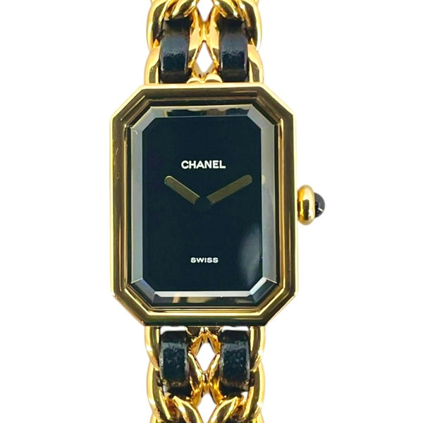 シャネル CHANEL プルミエールS H0001 ブラック GP クオーツ レディース 腕時計