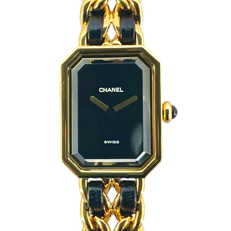シャネル CHANEL プルミエールS H0001 ブラック GP クオーツ レディース 腕時計