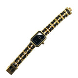 シャネル CHANEL プルミエールS H0001 ブラック GP クオーツ レディース 腕時計