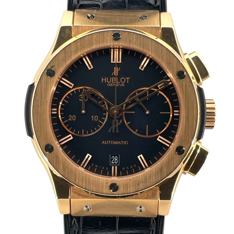 ウブロ HUBLOT クラシック フュージョン クロノグラフ キングゴールド 521.OX.1180.RX ブラック K18PG×ラバーベルト 自動巻き メンズ 腕時計