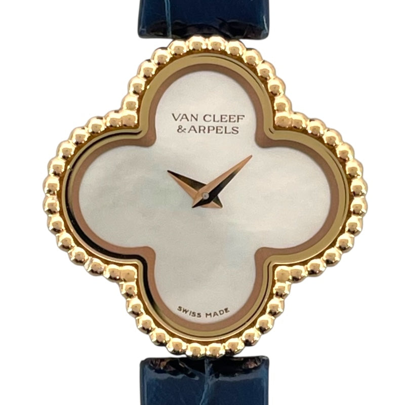 ヴァンクリーフ＆アーペル Van Cleef & Arpels スウィートアルハンブラ ホワイトシェル 2386240 ホワイトシェル K18PG/革ベルト クオーツ レディース 腕時計