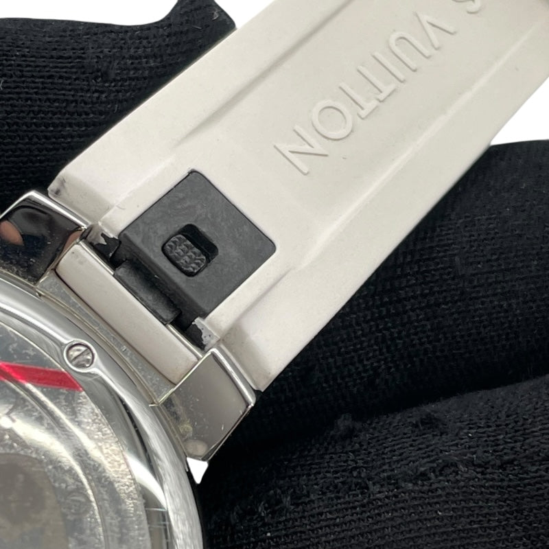 ルイ・ヴィトン LOUIS VUITTON タンブール ストリート ダイバー パシフィックホワイト QA124 シルバー SS/ラバーベルト クオーツ メンズ 腕時計
