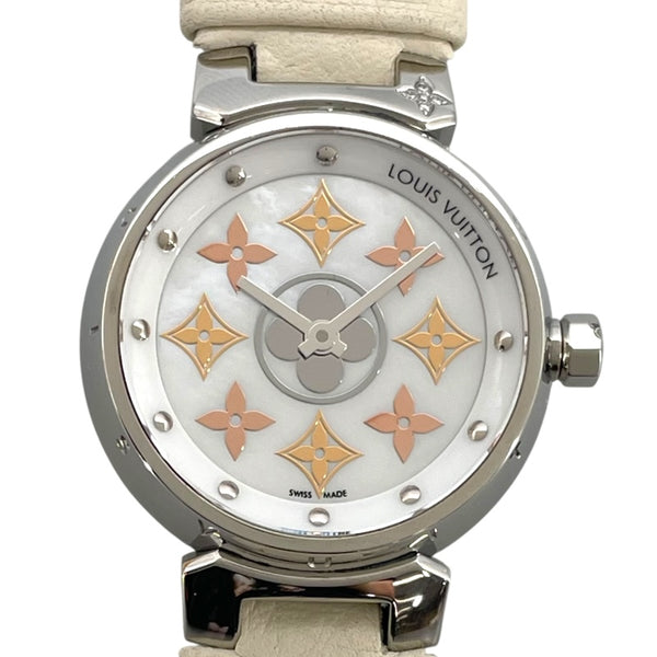 ルイ・ヴィトン LOUIS VUITTON タンブール イディ－ル ブロッサム ホワイトシェル Q12MS ホワイトシェル SS/革ベルト クオーツ レディース 腕時計