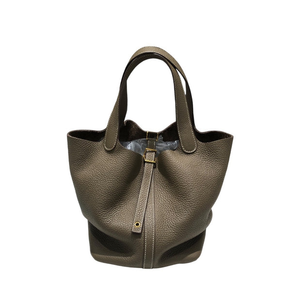 エルメス HERMES ピコタンロックMM Z刻 エトゥープ　ゴールド金具 レディース ハンドバッグ