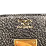 エルメス HERMES バーキン35 □G刻印　（2003年製） ブラック　ゴールド金具 フィヨルド メンズ ハンドバッグ