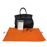 エルメス HERMES バーキン35 □G刻印　（2003年製） ブラック　ゴールド金具 フィヨルド メンズ ハンドバッグ