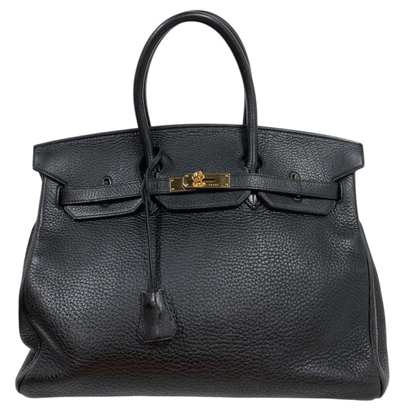 エルメス HERMES バーキン35 □G刻印　（2003年製） ブラック　ゴールド金具 フィヨルド メンズ ハンドバッグ