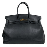 エルメス HERMES バーキン35 □G刻印　（2003年製） ブラック　ゴールド金具 フィヨルド メンズ ハンドバッグ