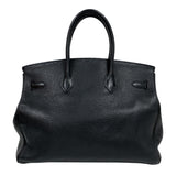 エルメス HERMES バーキン35 □G刻印　（2003年製） ブラック　ゴールド金具 フィヨルド メンズ ハンドバッグ