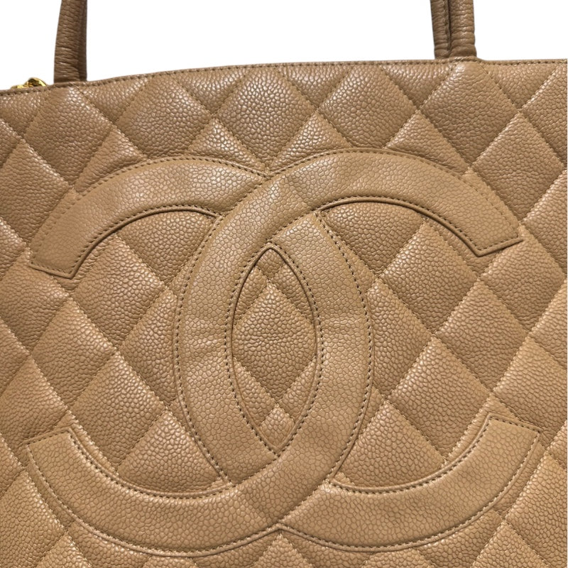 シャネル CHANEL 復刻トート A01804 ベージュ キャビアスキン レディース ハンドバッグ
