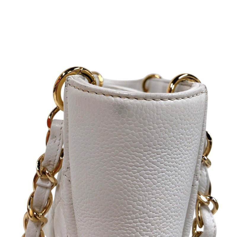 シャネル CHANEL PSTチェーントートバッグ ホワイト　ゴールド金具 キャビアスキン レディース ハンドバッグ