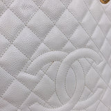 シャネル CHANEL PSTチェーントートバッグ ホワイト　ゴールド金具 キャビアスキン レディース ハンドバッグ