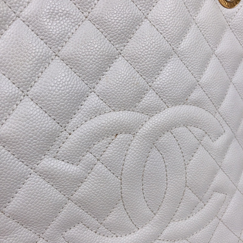 シャネル CHANEL PSTチェーントートバッグ ホワイト　ゴールド金具 キャビアスキン レディース ハンドバッグ