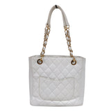 シャネル CHANEL PSTチェーントートバッグ ホワイト　ゴールド金具 キャビアスキン レディース ハンドバッグ