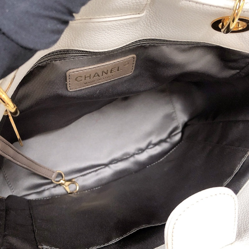 シャネル CHANEL PSTチェーントートバッグ ホワイト　ゴールド金具 キャビアスキン レディース ハンドバッグ