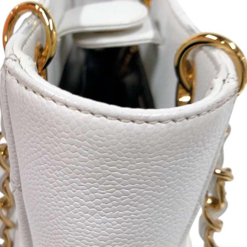シャネル CHANEL PSTチェーントートバッグ ホワイト　ゴールド金具 キャビアスキン レディース ハンドバッグ