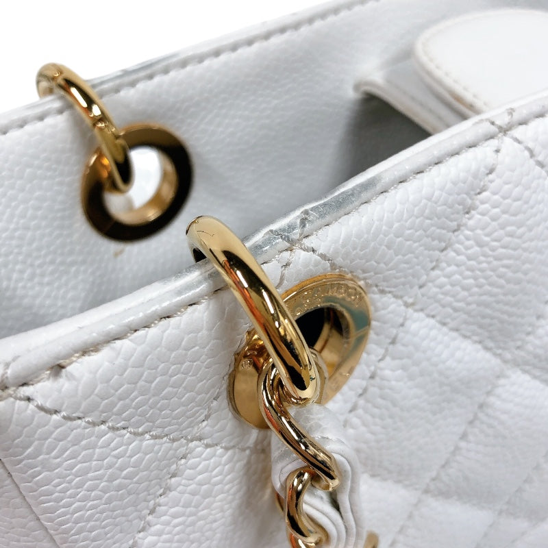 シャネル CHANEL PSTチェーントートバッグ ホワイト　ゴールド金具 キャビアスキン レディース ハンドバッグ