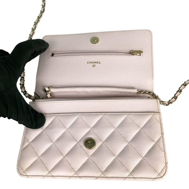 シャネル CHANEL マトラッセ　チェーンウォレット AP0250 ピンク キャビアスキン レディース ショルダーバッグ