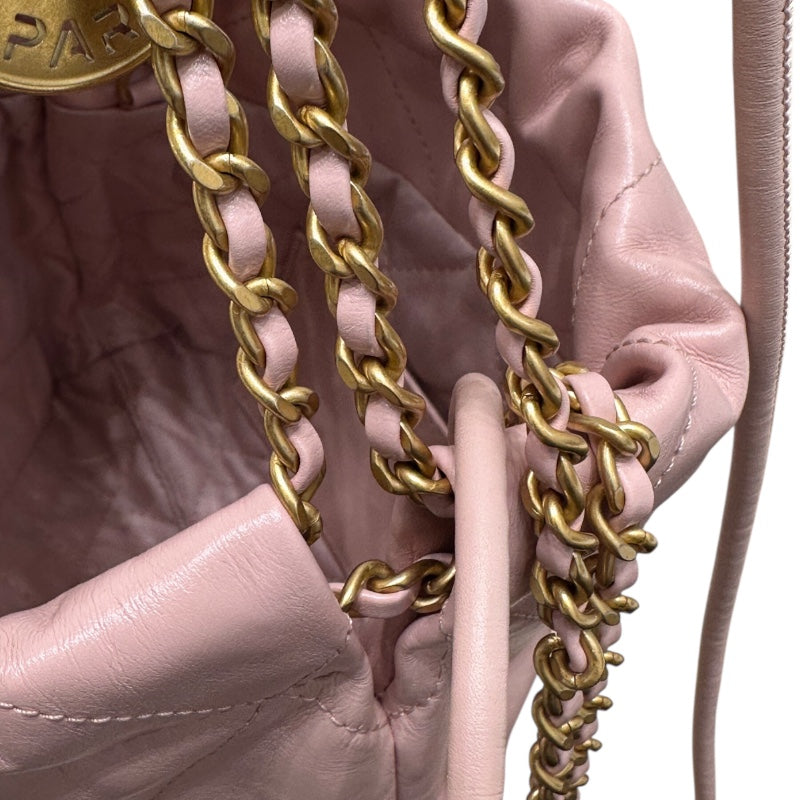 シャネル CHANEL CHANEL22　ミニバッグ ピンク シャイニーカーフスキン レディース ショルダーバッグ