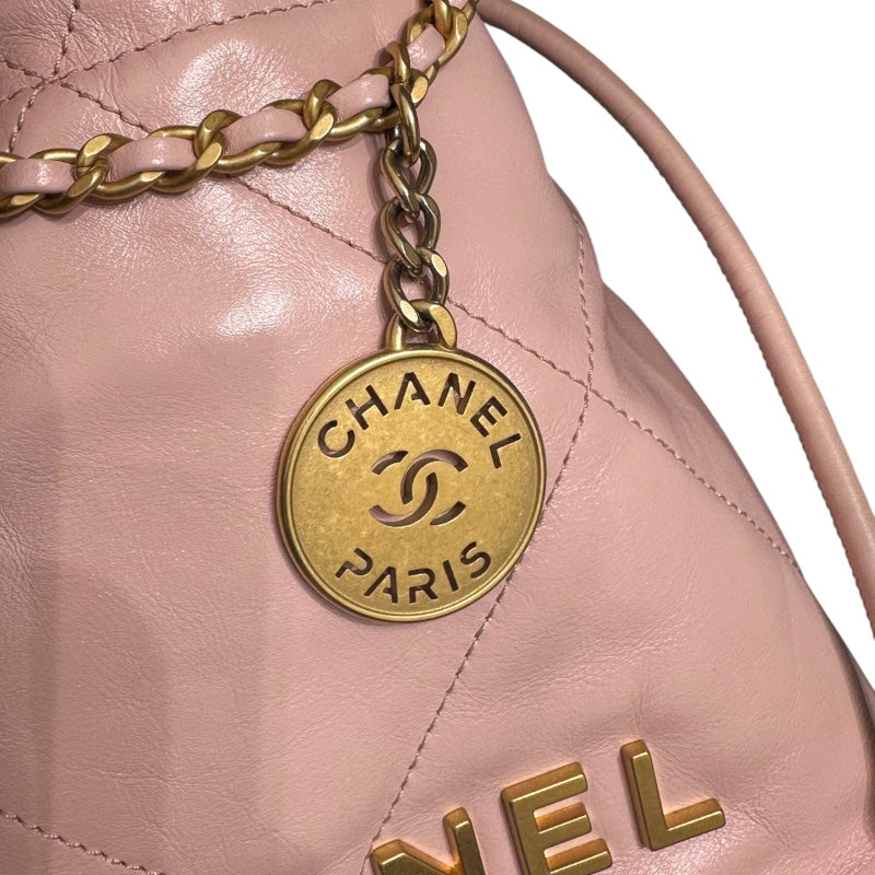 シャネル CHANEL CHANEL22　ミニバッグ ピンク シャイニーカーフスキン レディース ショルダーバッグ