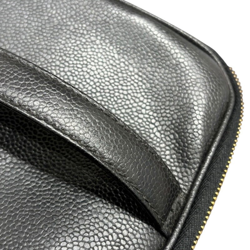 シャネル CHANEL ココマーク バニティバッグ ブラック ゴールド金具 キャビアスキン レディース ハンドバッグ