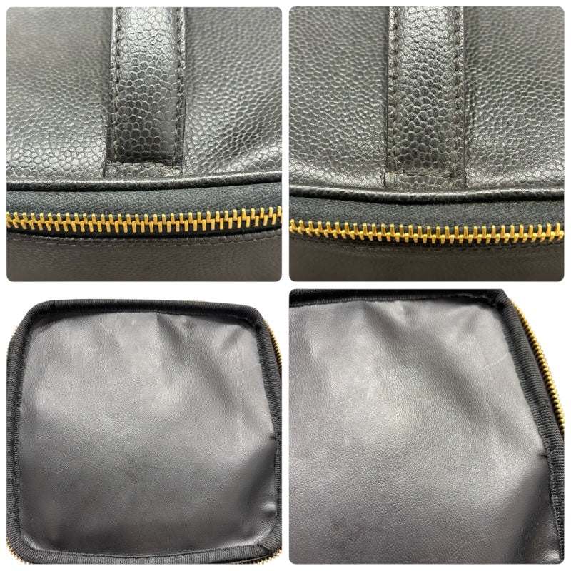 シャネル CHANEL ココマーク バニティバッグ ブラック ゴールド金具 キャビアスキン レディース ハンドバッグ