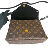 ルイ・ヴィトン LOUIS VUITTON サンミッチェル M44030 ブラック×ブラウン モノグラムキャンバス レディース ショルダーバッグ