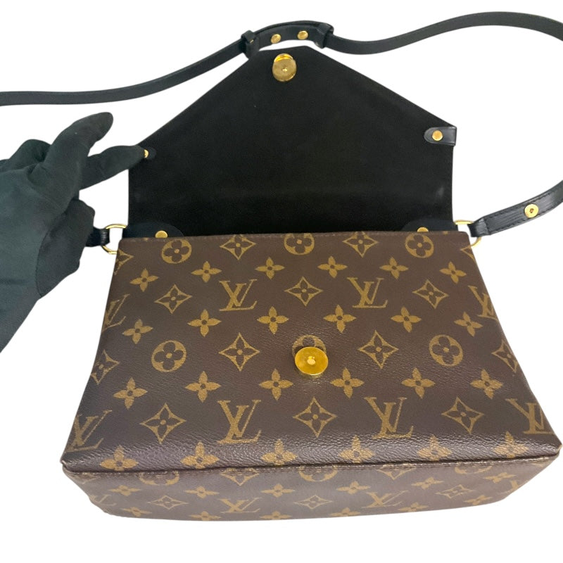 ルイ・ヴィトン LOUIS VUITTON サンミッチェル M44030 ブラック×ブラウン モノグラムキャンバス レディース ショルダーバッグ