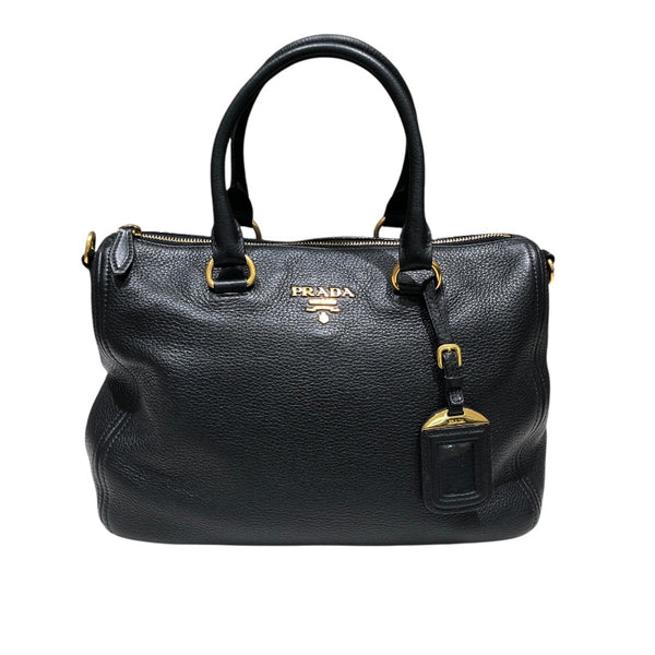 プラダ PRADA ２WAYバッグ ブラック x ゴールド金具 ヴィッテロダイノレザー ユニセックス ショルダーバッグ