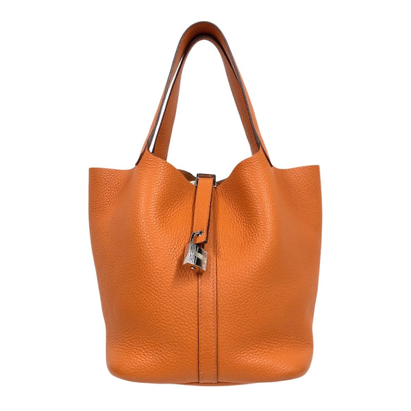 エルメス HERMES ピコタンロックMM B刻印 (2023年製) オレンジミニアン　シルバー金具 トリヨンクレマンス レディース ハンドバッグ