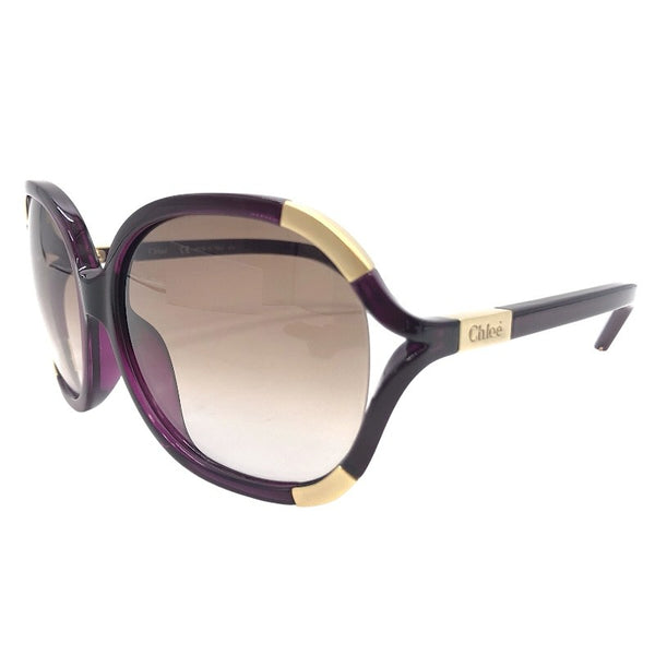クロエ Chloe サングラス 61□15 135 パープル×GD プラスチック アクセサリー