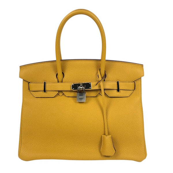 エルメス HERMES バーキン30 Y刻 ジョーヌアンブル シルバー金具 トゴ レディース ハンドバッグ