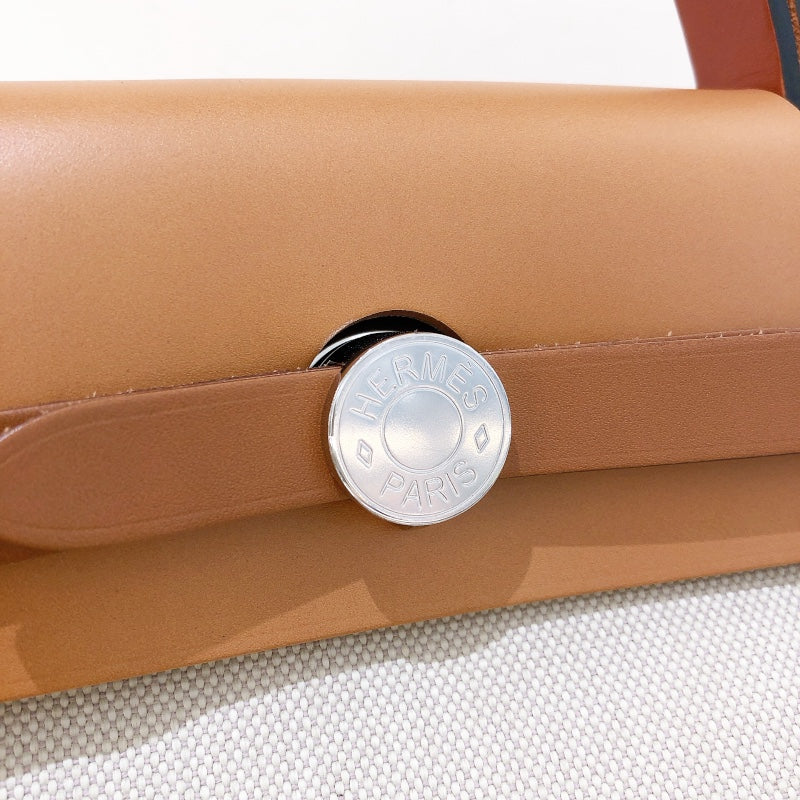 エルメス HERMES エールバッグジップPM U刻 エクリュ・ゴールド・SV金具 トワル・ハンター レディース ハンドバッグ