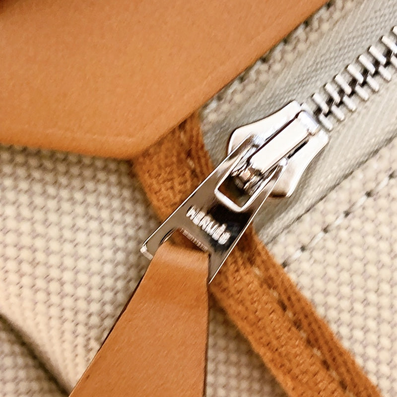 エルメス HERMES エールバッグジップPM U刻 エクリュ・ゴールド・SV金具 トワル・ハンター レディース ハンドバッグ