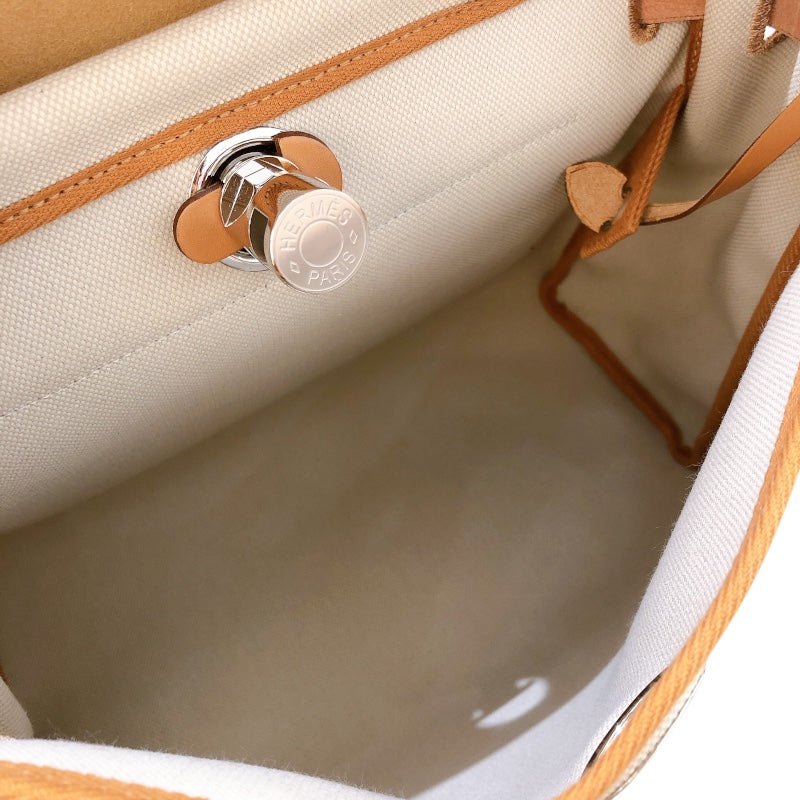エルメス HERMES エールバッグジップPM U刻 エクリュ・ゴールド・SV金具 トワル・ハンター レディース ハンドバッグ