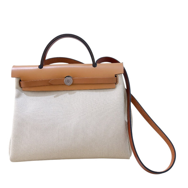 エルメス HERMES エールバッグジップPM U刻 エクリュ・ゴールド・SV金具 トワル・ハンター レディース ハンドバッグ