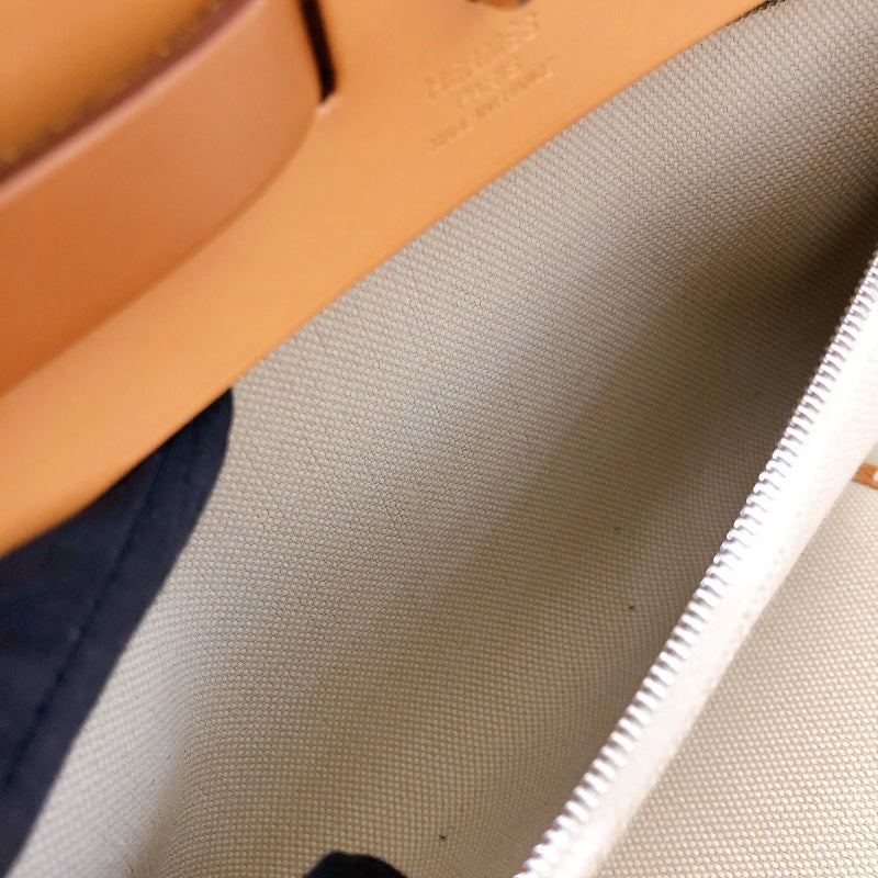 エルメス HERMES エールバッグジップPM U刻 エクリュ・ゴールド・SV金具 トワル・ハンター レディース ハンドバッグ