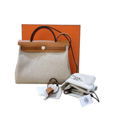 エルメス HERMES エールバッグジップPM U刻 エクリュ・ゴールド・SV金具 トワル・ハンター レディース ハンドバッグ