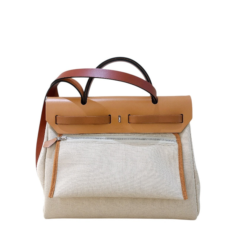 エルメス HERMES エールバッグジップPM U刻 エクリュ・ゴールド・SV金具 トワル・ハンター レディース ハンドバッグ
