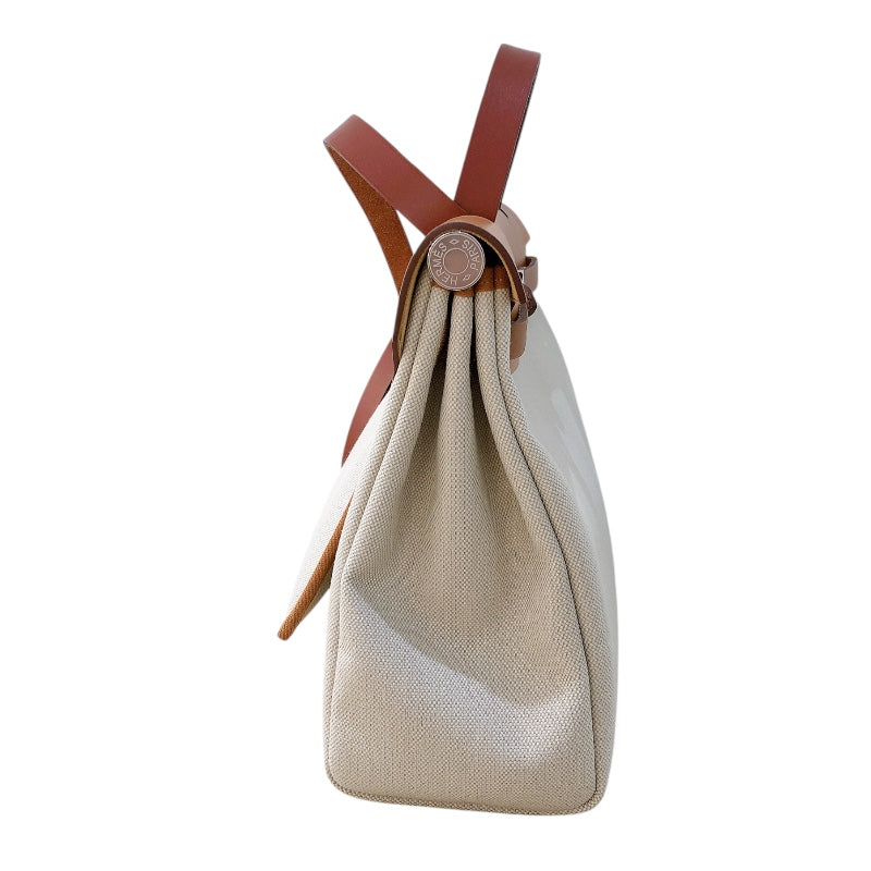 エルメス HERMES エールバッグジップPM U刻 エクリュ・ゴールド・SV金具 トワル・ハンター レディース ハンドバッグ