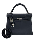 エルメス HERMES ケリー25 内縫い Y刻 ブラック シルバー金具 トゴ レディース ハンドバッグ ショルダーバッグ