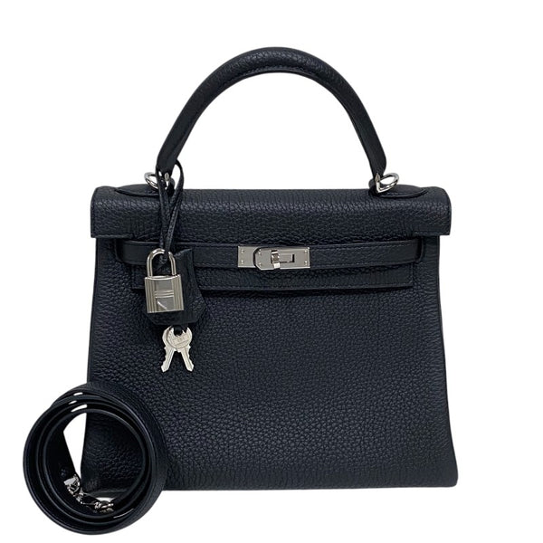 エルメス HERMES ケリー25 内縫い Y刻 ブラック シルバー金具 トゴ レディース ハンドバッグ ショルダーバッグ