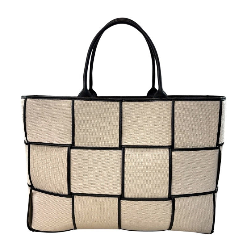 ボッテガ・ヴェネタ BOTTEGA VENETA アルコトートラージ ナチュラル・ブラック キャンバス・レザー メンズ トートバッグ
