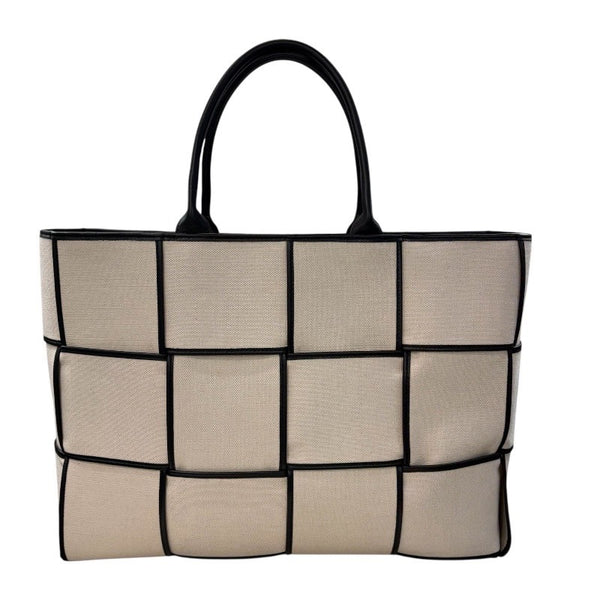 ボッテガ・ヴェネタ BOTTEGA VENETA アルコトートラージ ナチュラル・ブラック キャンバス・レザー メンズ トートバッグ