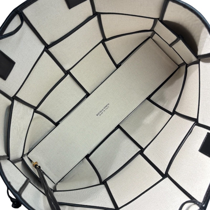 ボッテガ・ヴェネタ BOTTEGA VENETA アルコトートラージ ナチュラル・ブラック キャンバス・レザー メンズ トートバッグ