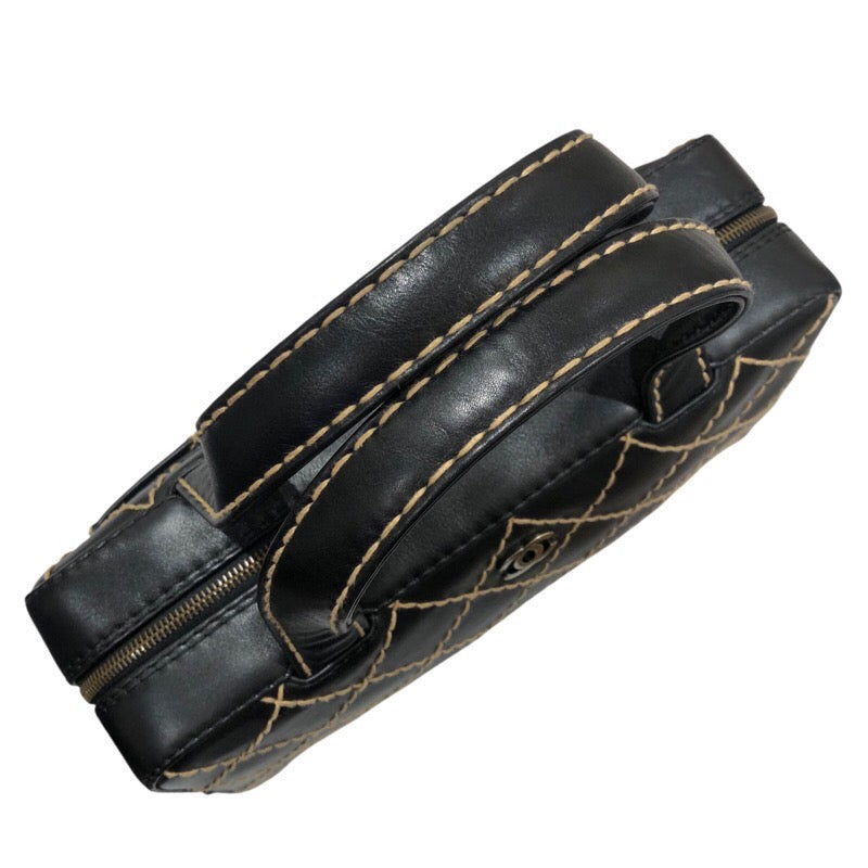 シャネル CHANEL ワイルドステッチハンドバッグ A18121 ブラック/シルバー カーフ レディース ハンドバッグ