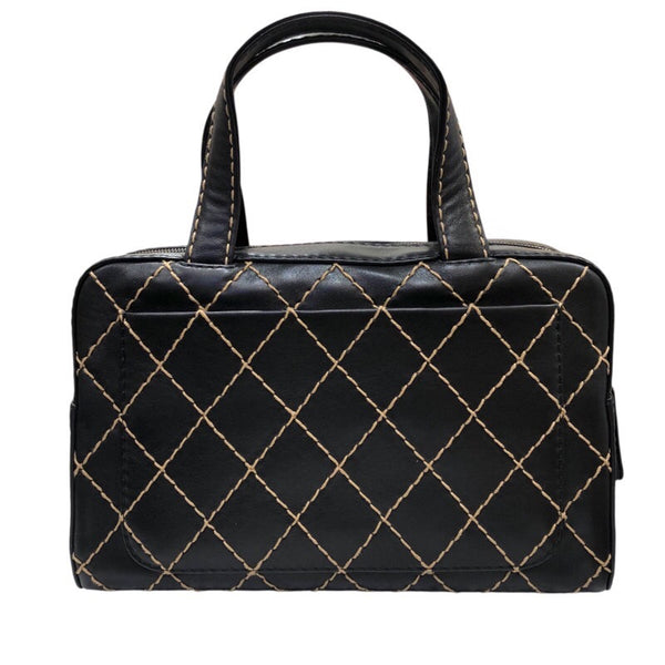 シャネル CHANEL ワイルドステッチハンドバッグ A18121 ブラック/シルバー カーフ レディース ハンドバッグ